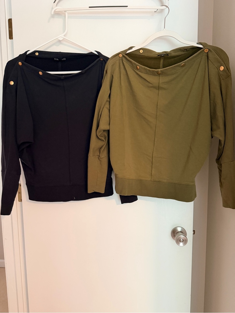 Two Women’s Button-Shoulder Sweater - Olive and Black